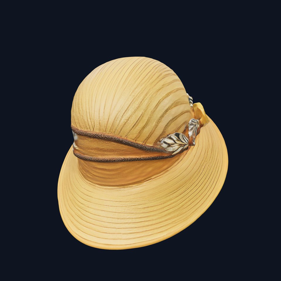 Elegant Sun Hat with Floral Decoration Model Pack